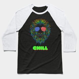 Chill Lion Pop Art Baseball T-Shirt